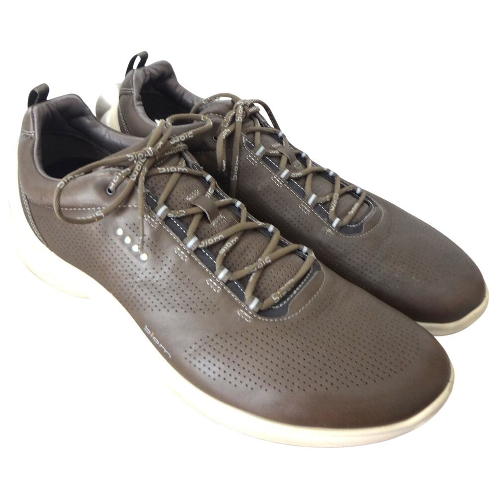 Ecco Mens 13 Biom Fjuel Train Sneaker Taupe Brown Perforated Leather